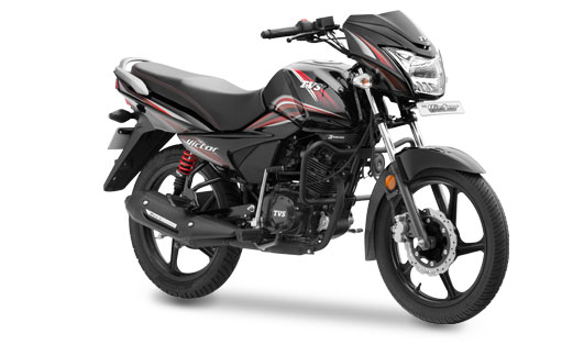 New TVS Victor in Balanced Black Red