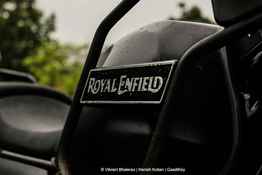 Royal Enfield logo on Himalayan motorbike