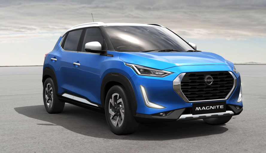 Nissan Magnite Blue and White Dual tone Color - Vivid Blue and Storm White