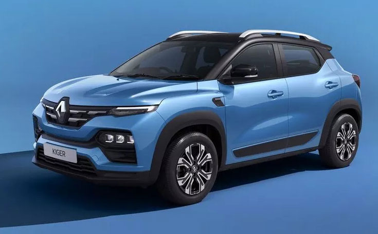 Renault Kiger Blue Color option. New Renault Kiger Caspian Blue Color.
