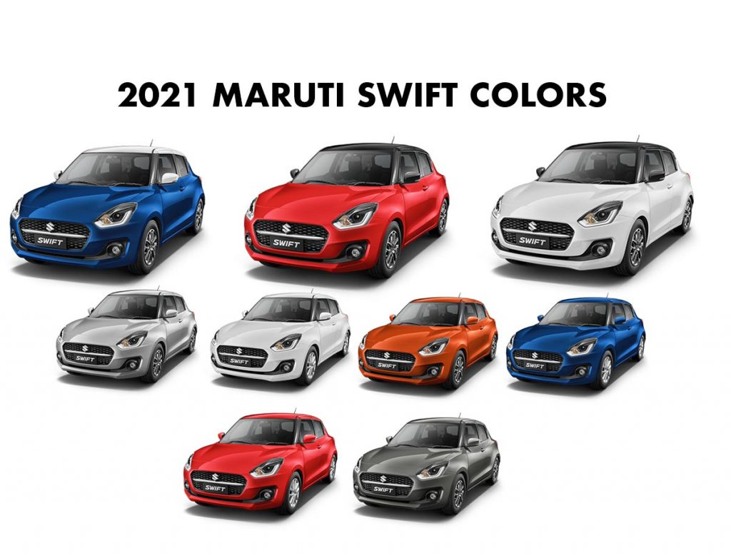 2021 Maruti Swift Colors - All Colors
