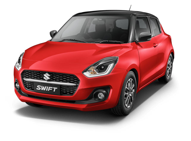 2022 Maruti Swift Red with Black roof (Solid Fire Red with Pearl Midnight Black Roof - Dual tone)