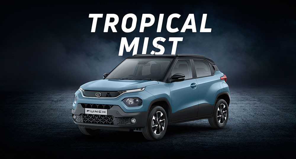 Tata PUNCH light blue color Tropical Mist color 