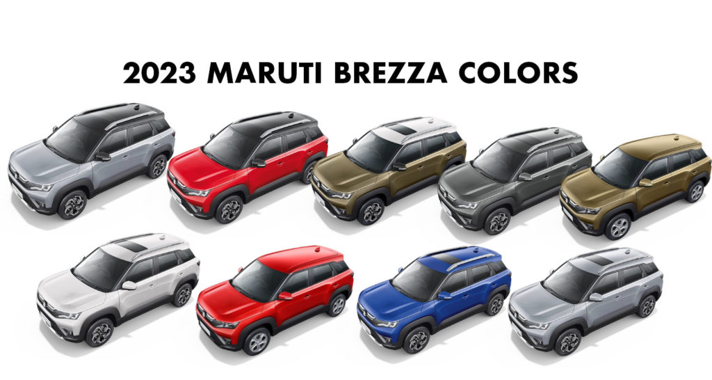 2023 Maruti Brezza Colors All Colors Mono tone and Dual tone colors 2023 Brezza Color options