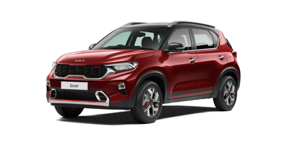 2023 Kia Sonet Red and Black Color ( Instense Red + Aurora Black Pearl)