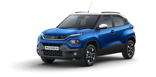 2023 Tata Punch Blue with White Color (Tornado Blue with White roof)
