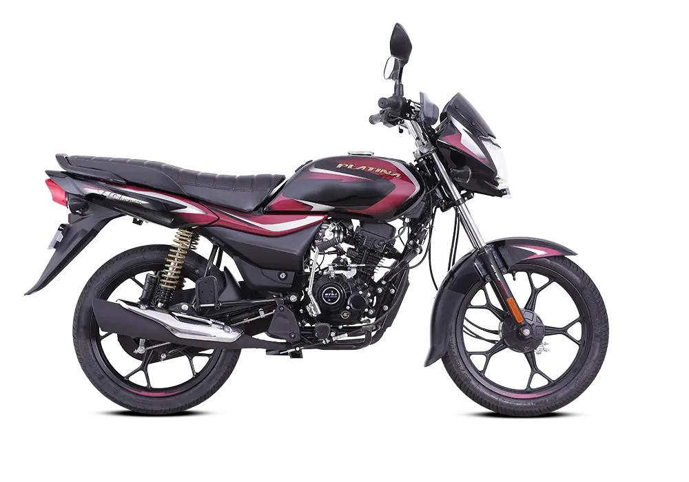 2024 Bajaj Platina 110 Red Color  -  Drum - (Ebony Black Red)