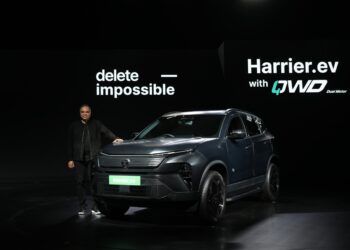 Tata Harrier.ev Front View – India’s Most Powerful Electric SUV with Bold Design & 540° Camera