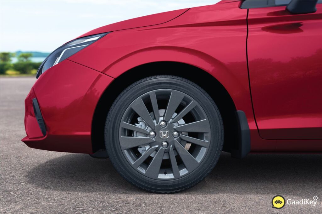 2025 Honda City Sport wheel detail showing 16-inch grey alloy wheels with black accents