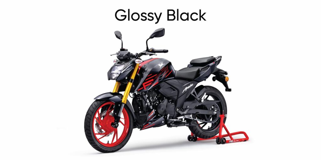 2025 TVS Apache RTR 200 4V Glossy Black USD Suspension
