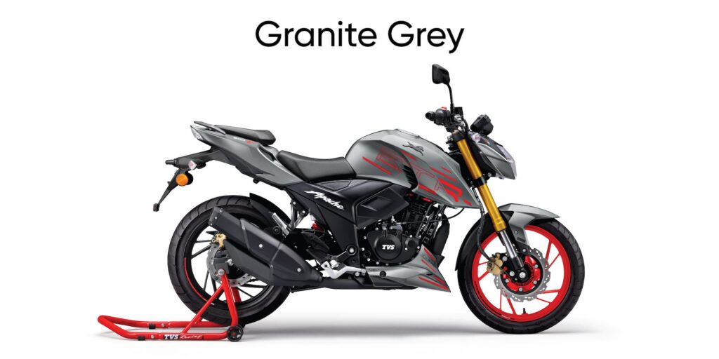 2025 TVS Apache RTR 200 4V Granite grey Color with USD Suspension