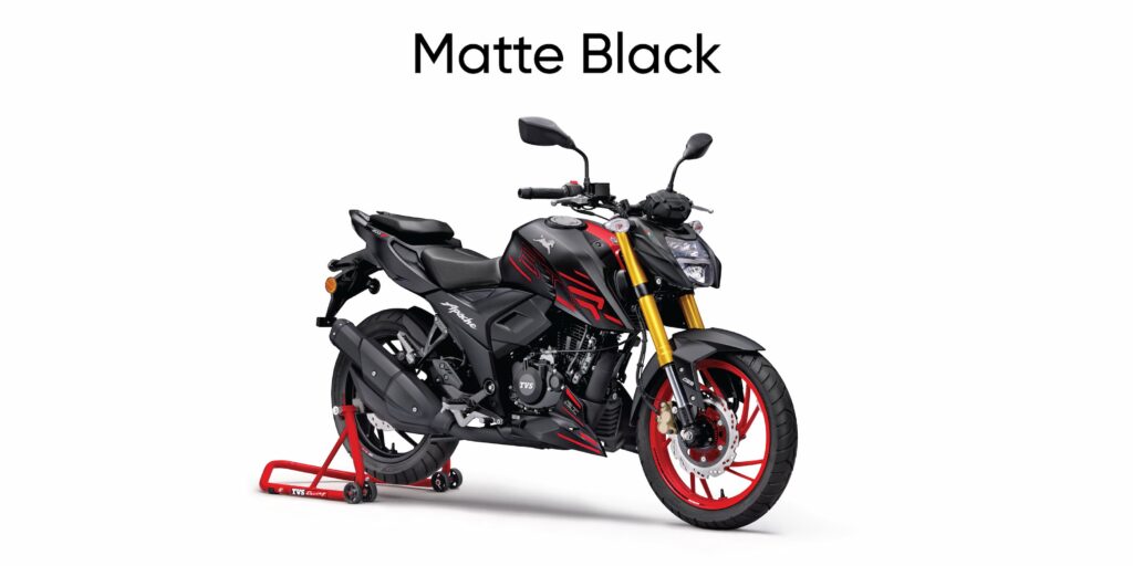 2025 TVS Apache RTR 200 4V in Matte Black Color 2025 Apache model