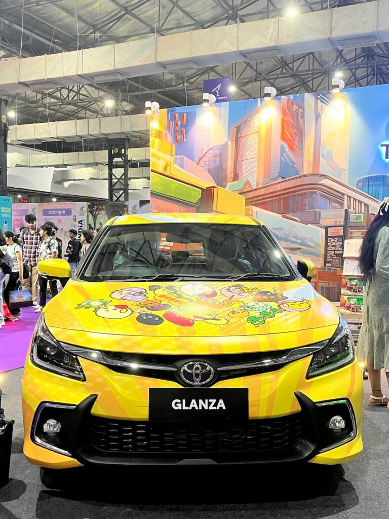 Toyota Glanza showcased at Anime India 2025