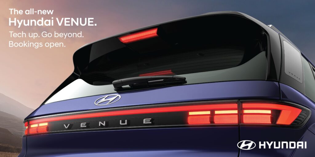 View of the rear spoiler and Rear Horizon LED Tail lamps on the all-new 2025 Hyundai Venue