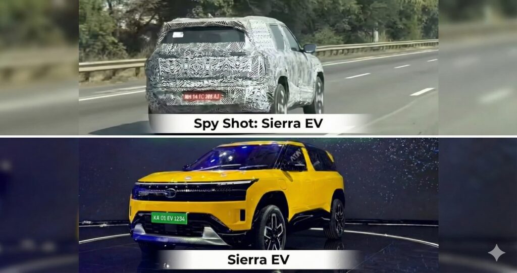 Tata Sierra EV Spyshot - New Sierra Electric Spied Testing No Exhaust Pipe